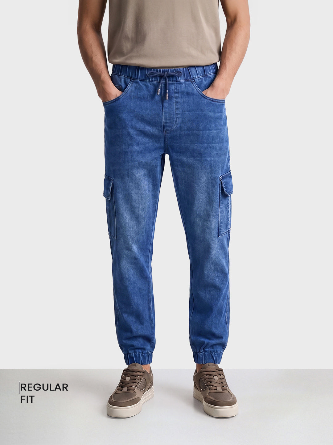 Men's Blue Regular Fit Solid Street Wear Jeans