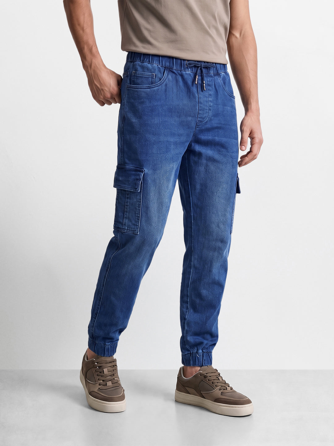 Men's Blue Regular Fit Solid Street Wear Jeans