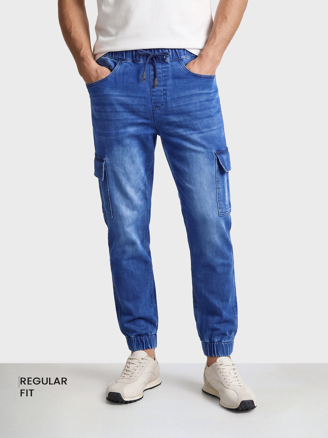 Men's Blue Regular Fit Solid Casual Wear Jeans