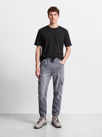 Men's Grey Regular Fit Solid Street Wear Jeans