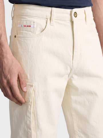 Men's White Relaxed Fit Solid Utility Shorts