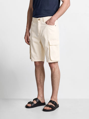 Men's White Relaxed Fit Solid Utility Shorts