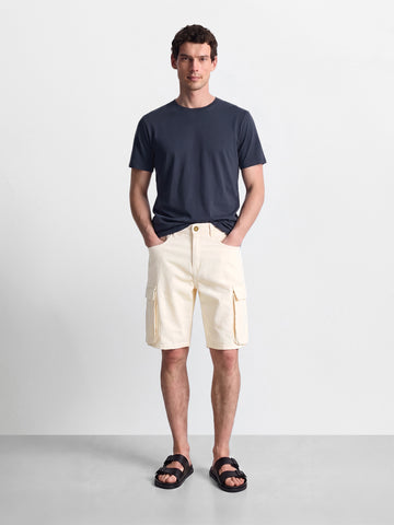 Men's White Relaxed Fit Solid Utility Shorts