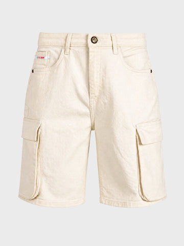 Men's White Relaxed Fit Solid Utility Shorts