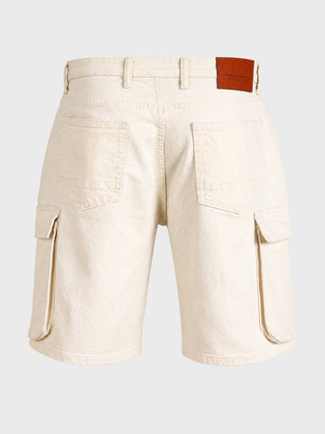 Men's White Relaxed Fit Solid Utility Shorts