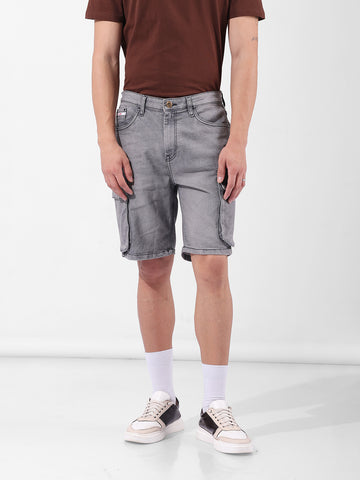 Men's Grey Relaxed Fit Utility Shorts
