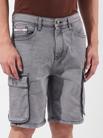 Men's Grey Relaxed Fit Utility Shorts