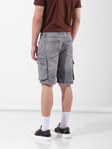 Men's Grey Relaxed Fit Utility Shorts