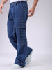 Men's Blue Baggy Solid Mid-Rise Jeans