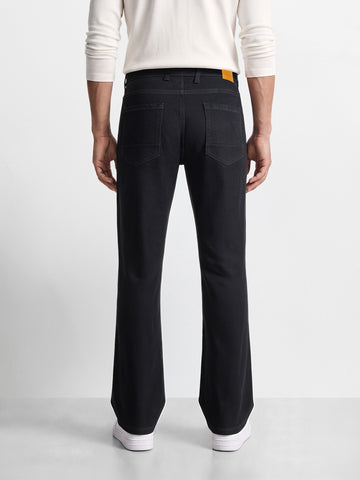 Men's Black Bootcut Fit Printed Street Wear Jeans