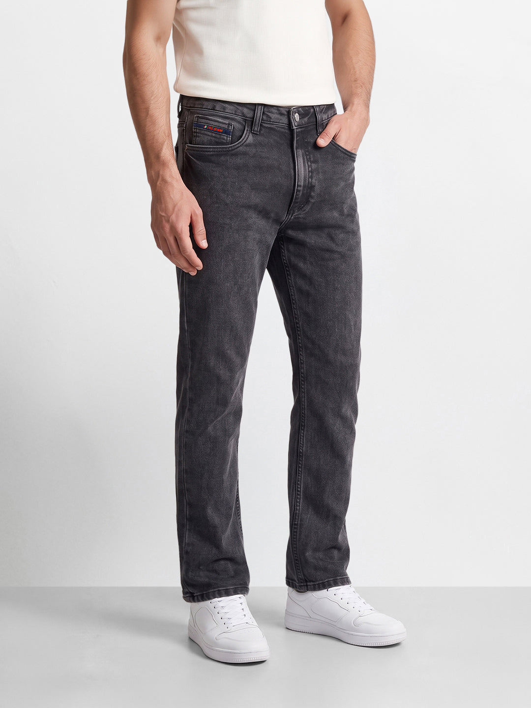 Men's Black Bootcut Fit Solid Jeans
