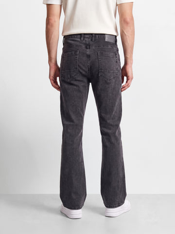 Men's Black Bootcut Fit Solid Jeans