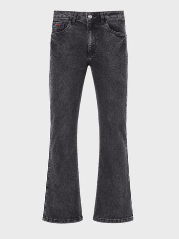 Men's Black Bootcut Fit Solid Jeans