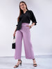 Shop Women's Purple Flare Solid Trouser With Elasticated Waistband Online.