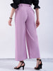 Shop Women's Purple Flare Solid Trouser With Elasticated Waistband Online.