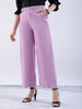Shop Women's Purple Flare Solid Trouser With Elasticated Waistband Online.