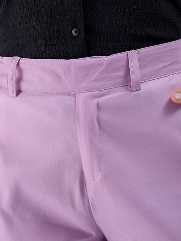 Shop Women's Purple Flare Solid Trouser With Elasticated Waistband Online.