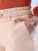 Shop Women's Beige Slim Solid Elasticated Ruffle Waist Trouser Online.