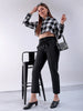 Shop Women's Black Slim Solid Elasticated Ruffle Waist Trouser Online.