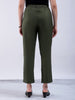 Shop Women's Green Straight Solid Front Pleate Tapered Elasticated Trouser Online.