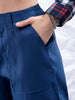 Shop Women's Blue Flare Solid Elasticated Cargo Trouser Online.