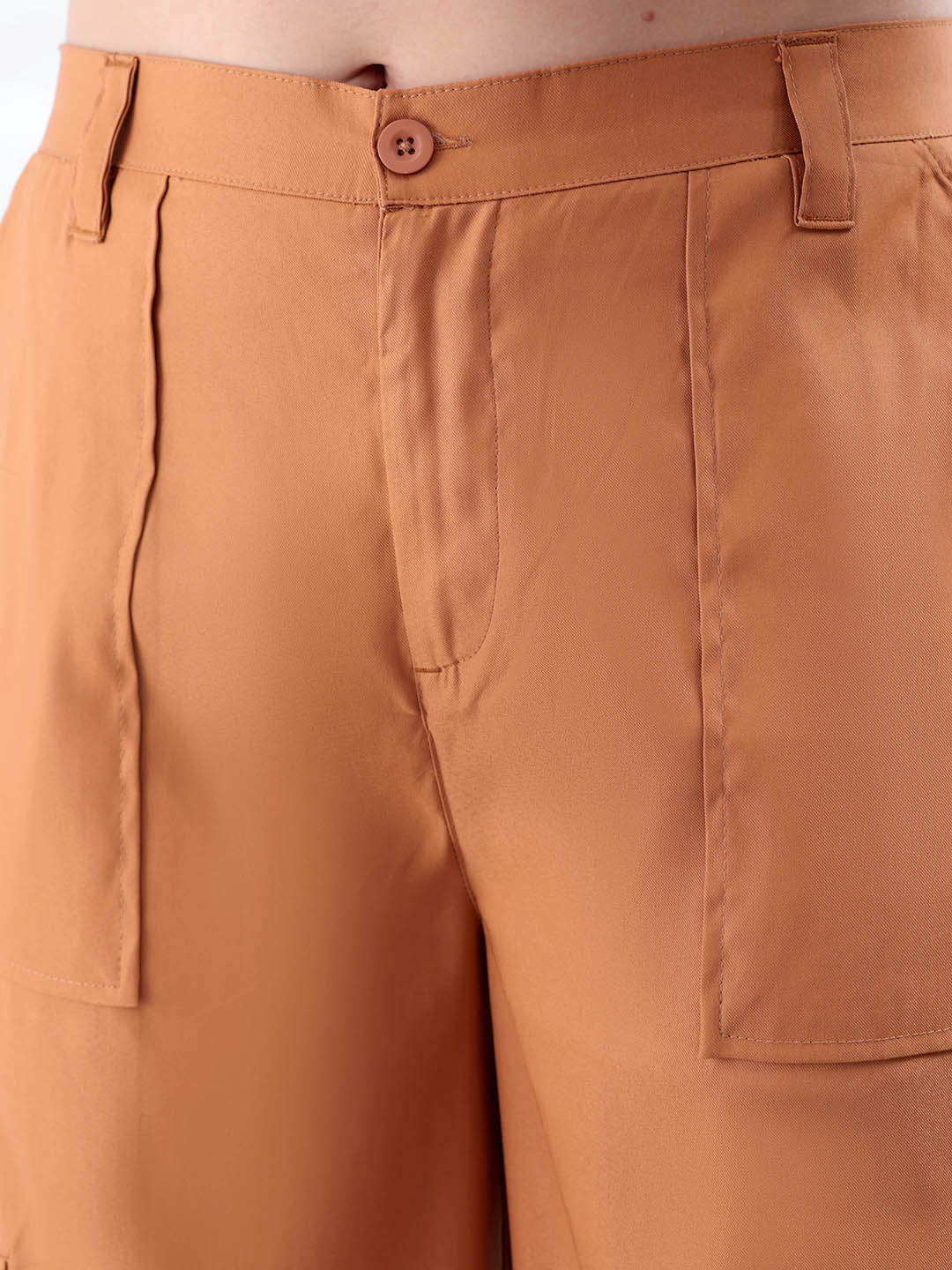 Shop Women's Yellow Flare Solid Elasticated Cargo Trouser Online.