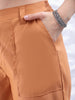 Shop Women's Yellow Flare Solid Elasticated Cargo Trouser Online.