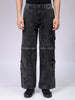 Men's Grey Baggy Solid Mid-Rise Convertible Cargo Denim