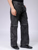 Men's Grey Baggy Solid Mid-Rise Convertible Cargo Denim