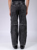 Men's Grey Baggy Solid Mid-Rise Convertible Cargo Denim