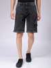 Men's Grey Baggy Solid Mid-Rise Convertible Cargo Denim