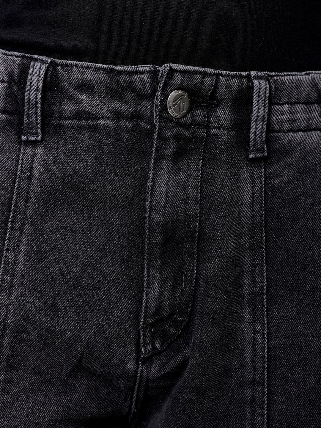Men's Grey Baggy Solid Mid-Rise Convertible Cargo Denim