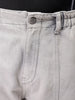 Men's Grey Baggy Solid Mid-Rise Convertible Cargo Denim