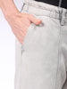 Men's Grey Baggy Solid Mid-Rise Convertible Cargo Denim