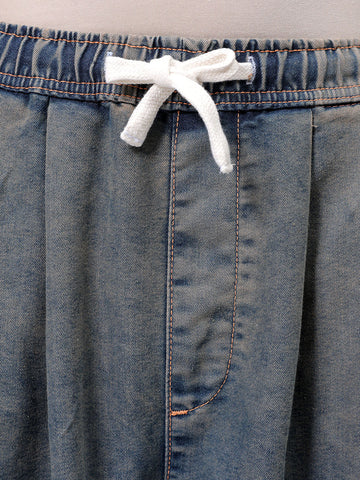 Men's Brown Baggy Solid Mid-Rise Denim Harem Pants