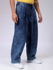 Men's Blue Baggy Solid Mid-Rise Denim Harem Pants