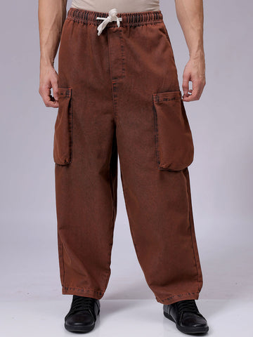 Men's Pink Regular Fit Utility Jeans