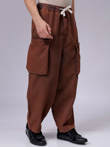 Men's Pink Regular Fit Utility Jeans
