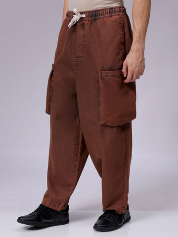 Men's Pink Regular Fit Utility Jeans