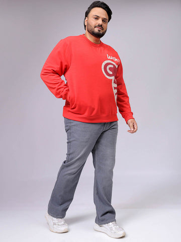 Men's Plus Fit Placement Print Crew Neck Sweatshirt