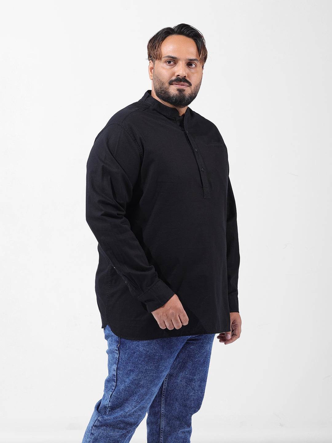 Men's Black Oversized Fit Solid Casual Shirt