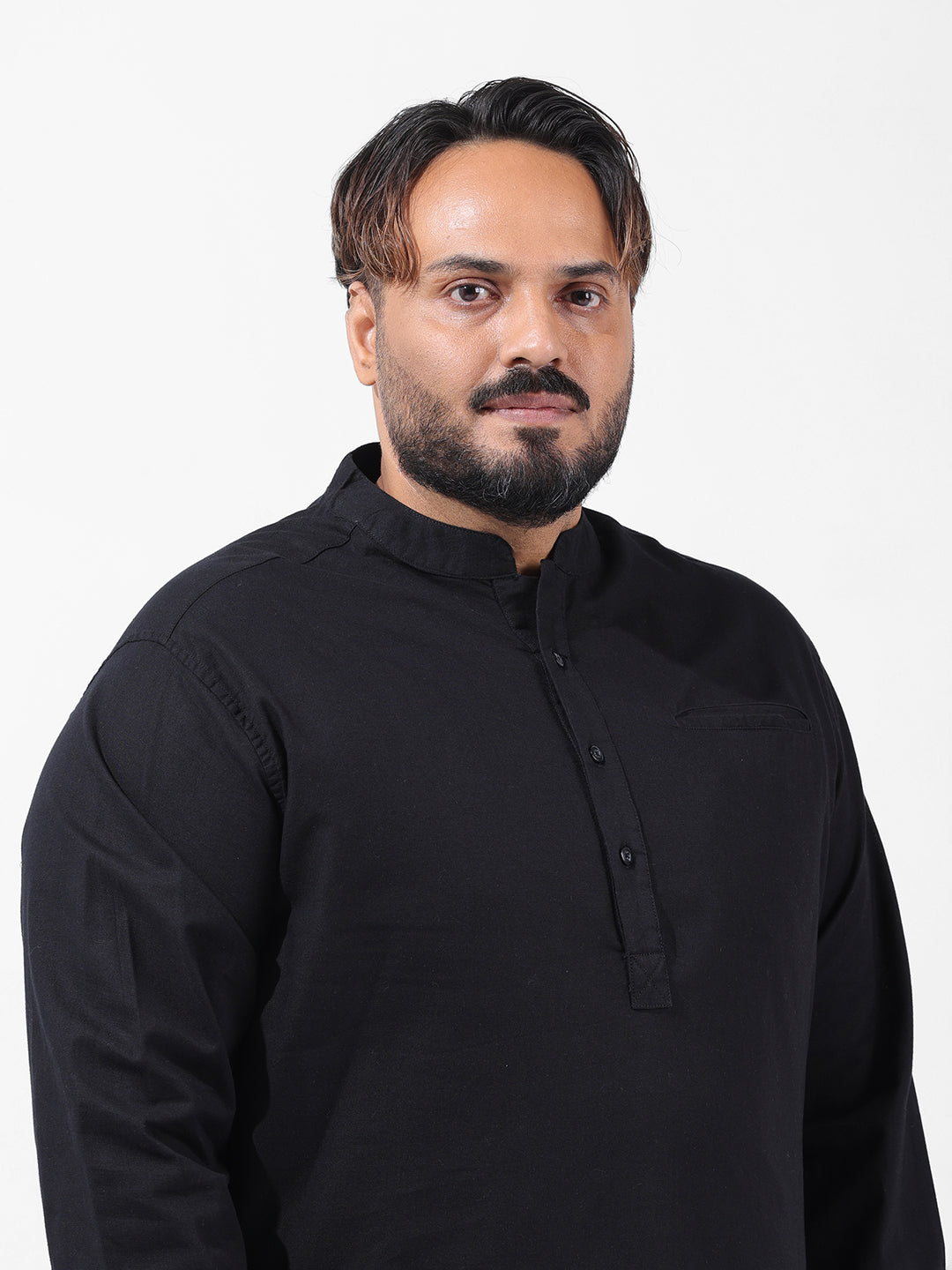 Men's Black Oversized Fit Solid Casual Shirt