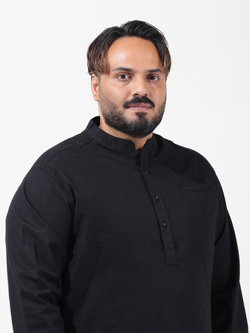 Men's Black Oversized Fit Solid Casual Shirt