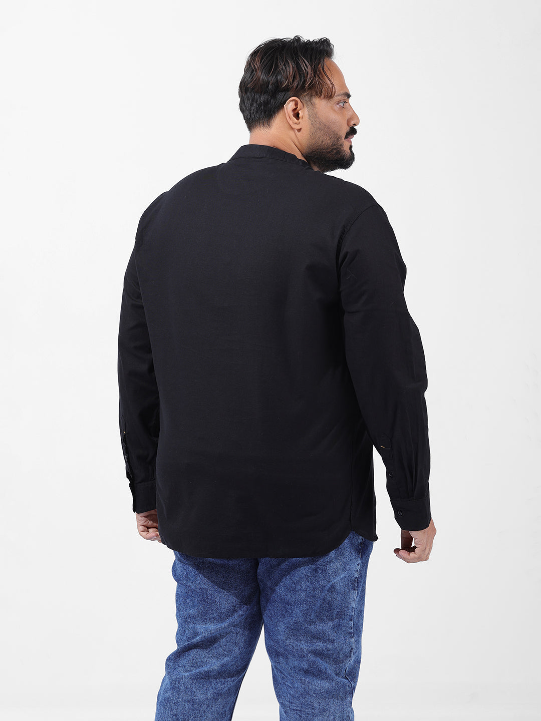 Men's Black Oversized Fit Solid Casual Shirt