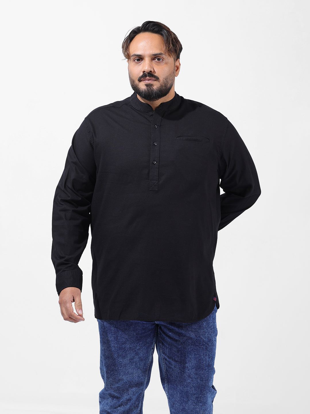 Men's Black Oversized Fit Solid Casual Shirt