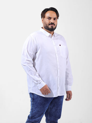Men's White Oversized Fit Solid Casual Shirt