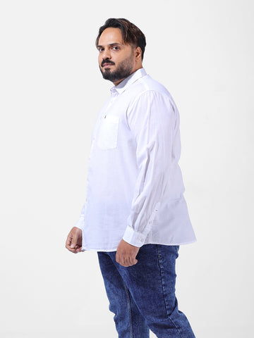 Men's White Oversized Fit Solid Casual Shirt