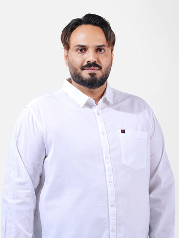 Men's White Oversized Fit Solid Casual Shirt