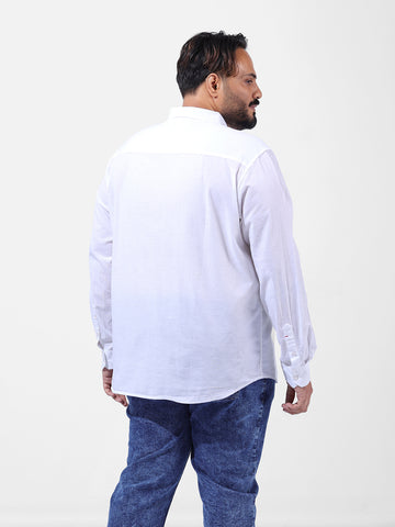Men's White Oversized Fit Solid Casual Shirt