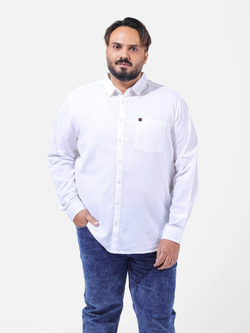 Men's White Oversized Fit Solid Casual Shirt